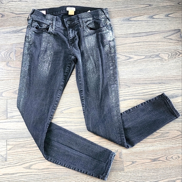 True Religion Casey Low Rise Super Skinny Glittered Black Jeans - Picture 2 of 12